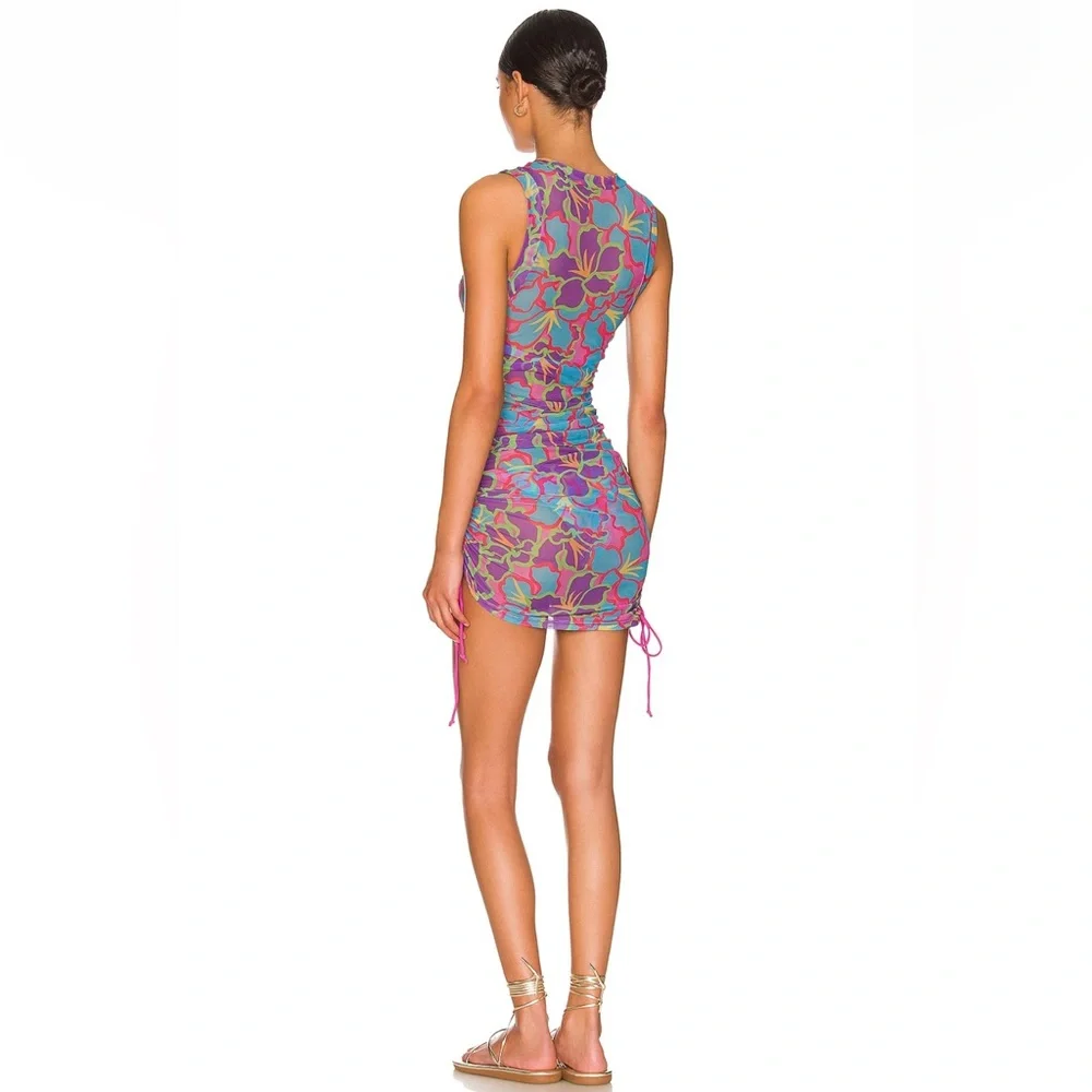 Beach Riot X Revolve Vera Swim Cover Up Dress Medium in Purple Floral - Picture 3 of 8